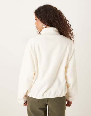 Asos Design Zip Through Fleece In White