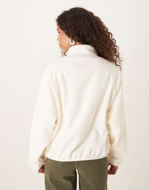 ASOS DESIGN zip through fleece in cream