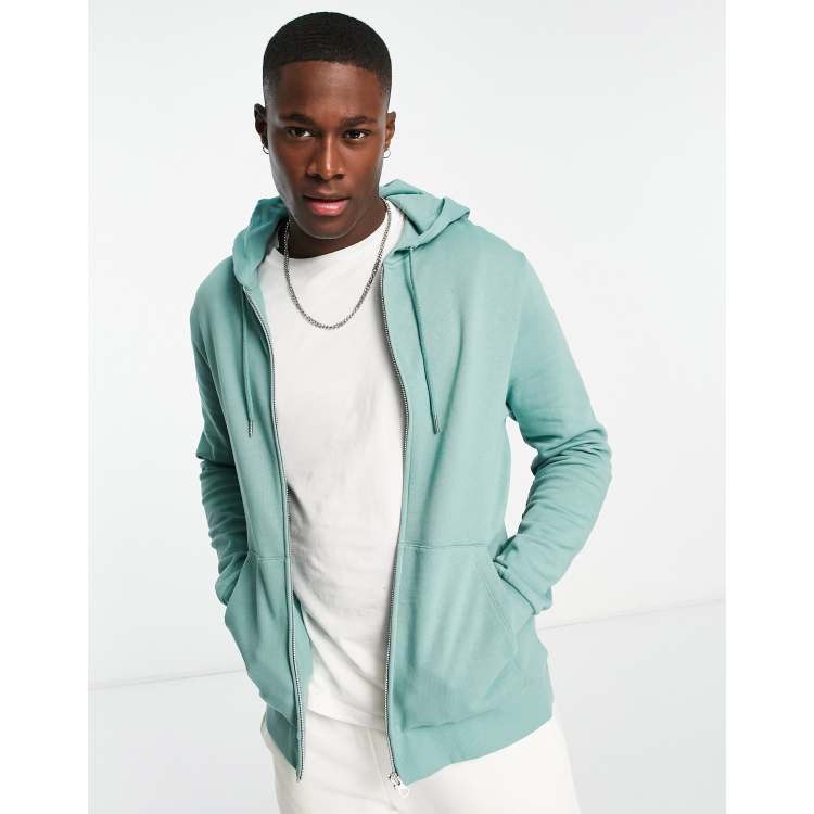 ASOS DESIGN zip up hoodie in blue