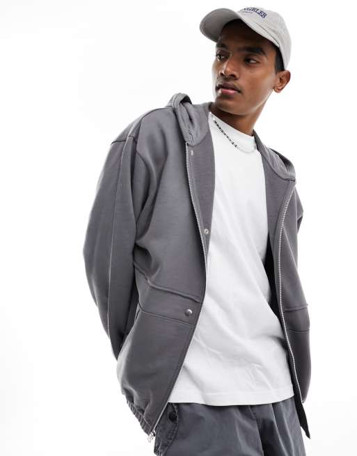 Asos design zip clearance through coat with hood