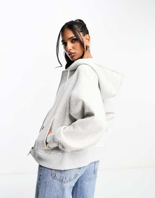 ASOS Weekend Collective embossed scuba hoodie in gray heather