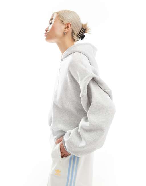 CerbeShops DESIGN zip through hoodie with shoulder pads in ice marl