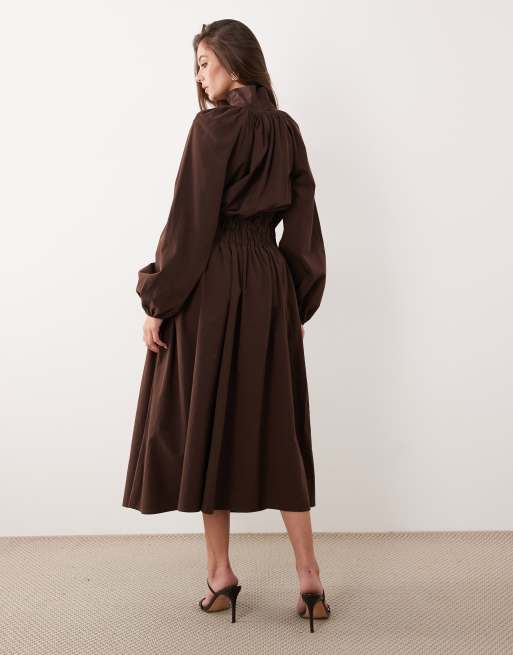 burgundy long dress for women Zelda Side Slit Velvet Sequin Gown Color:Oatmeal Brown-Belt-Shoe while a centre cut Dark Brown Dress Black