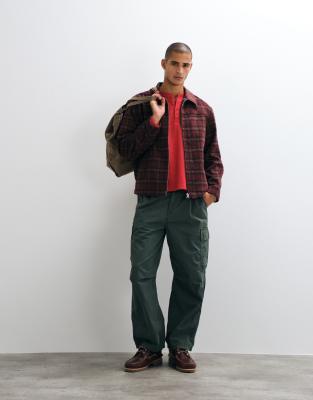 Asos Design Zip Through Wool Look Jacket In Red