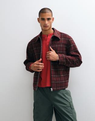 Asos Design Zip Through Wool Look Jacket In Red