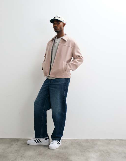 ASOS DESIGN zip through wool look jacket in light pink, 2 of 5
