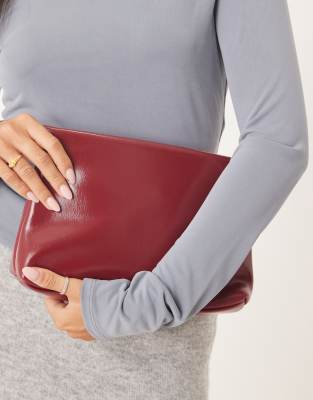 Asos Design Zip Top Clutch Bag In Red