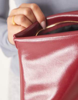 Asos Design Zip Top Clutch Bag In Red
