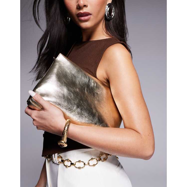 Gold clutch bag asos hotsell
