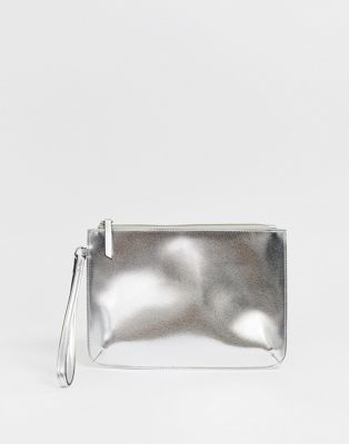 silver clutch bag asos