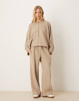 Asos Design Zip Up Bomber Jacket In Brown