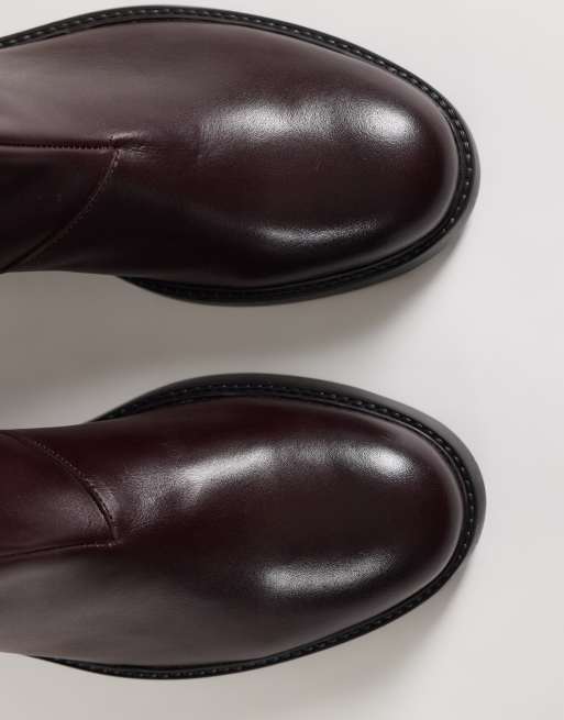 ASOS DESIGN zip up boots in burgundy leather, 3 of 4