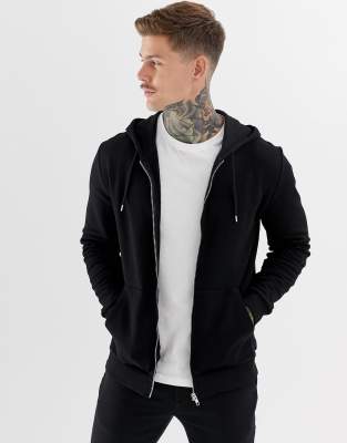 black zip up hoodie