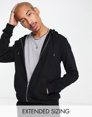 ASOS DESIGN zip up hoodie in black