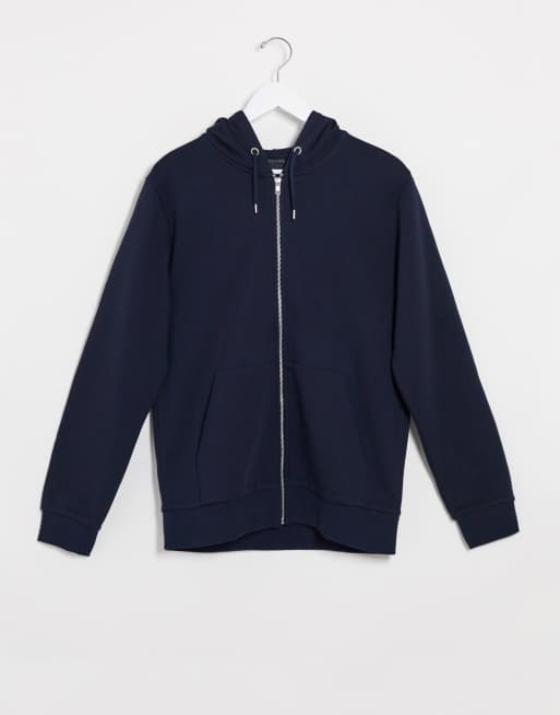 ASOS DESIGN zip up hoodie in blue