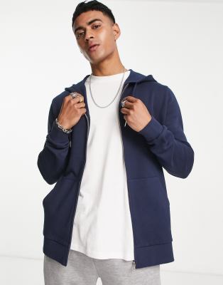 ASOS DESIGN zip up hoodie in navy