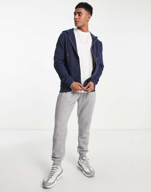 ASOS DESIGN zip up hoodie in navy