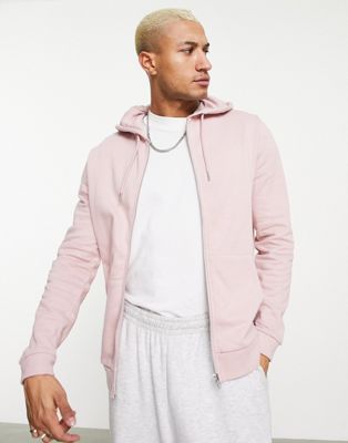 ASOS DESIGN zip up hoodie in pink