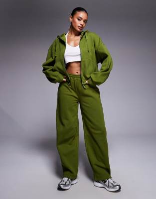 Asos Design Zip Up Hoodie With Balloon Sleeve In Green