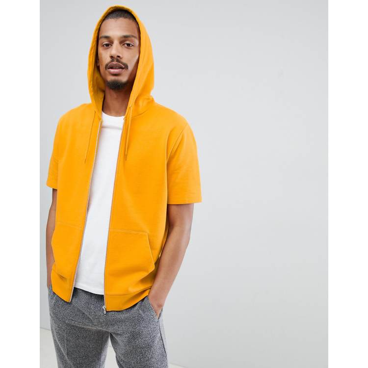 Side Zipper Short Sleeve Hoodie