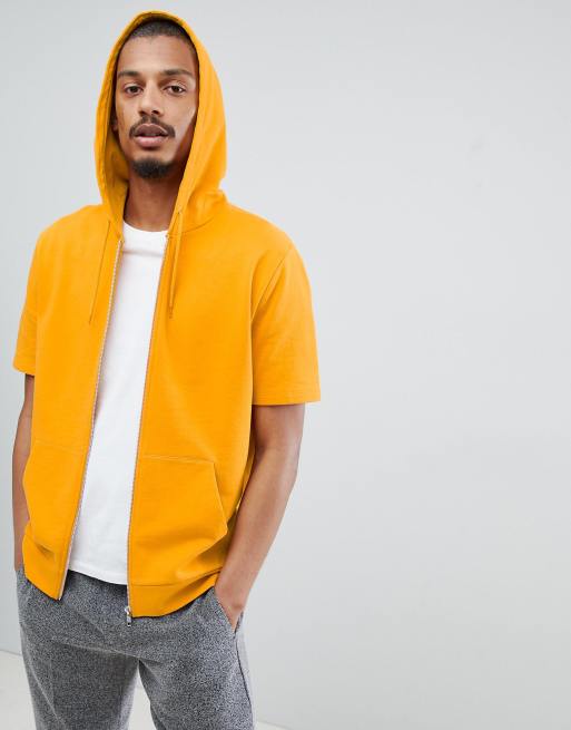 Short sleeve zip store up hoodie