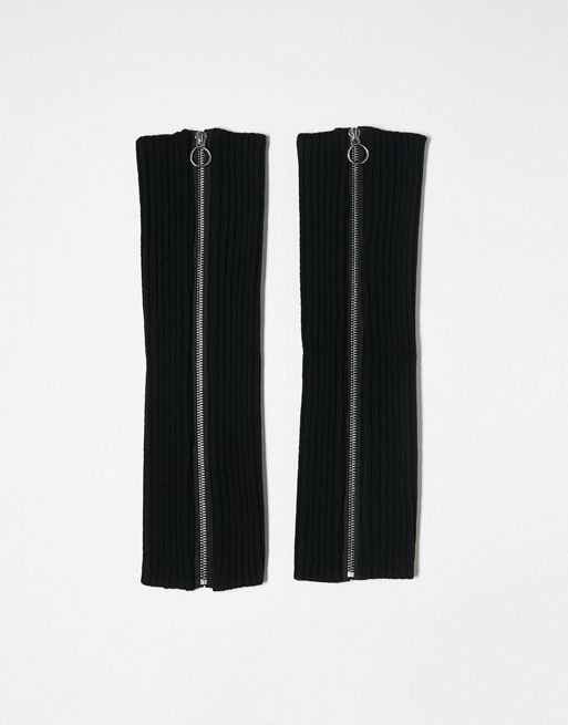FhyzicsShops DESIGN zip up leg warmers in black
