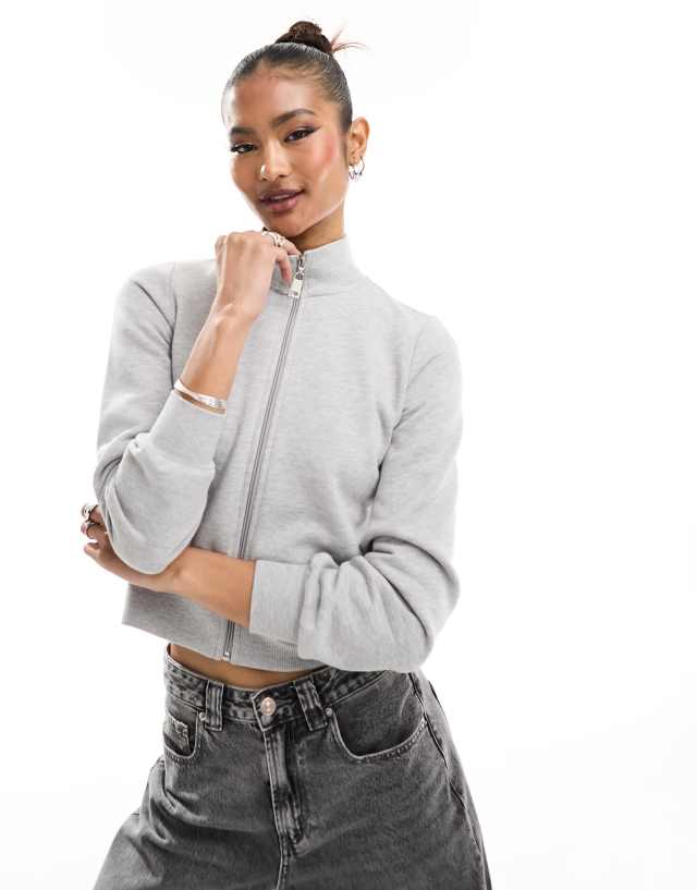 ASOS DESIGN - zip up sweatshirt in grey