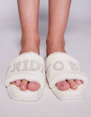 Asos Design Ziva Bride Mule Slippers In White