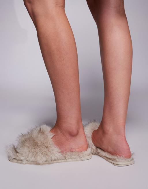 ASOS DESIGN – Ziva – Gräddvita innetofflor i fuskpäls, 2 av 4