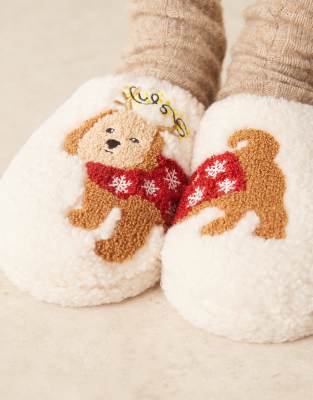 Asos Design Zizi Embroidered Cavapoo Slipper In White