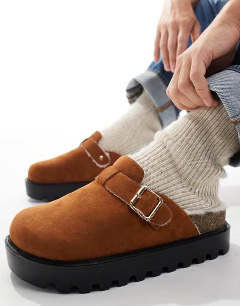 ASOS DESIGN - Zoccoli sabot color cuoio con interno in pelliccia sintetica - view 1