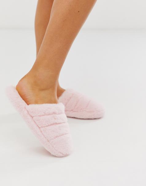 ASOS DESIGN - Zoe - Chaussons matelassés style mules - Rose pâle