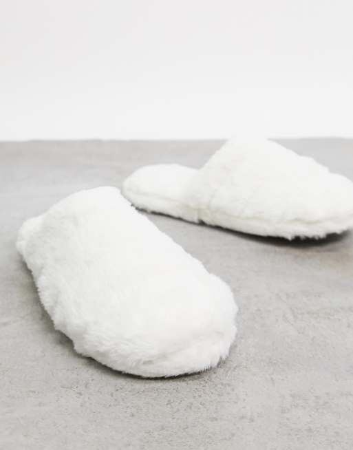 ASOS DESIGN Zoe quilted slider slippers in white ASOS