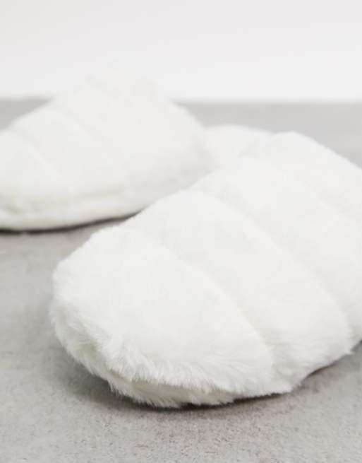 ASOS DESIGN Zoe quilted slider slippers in white ASOS