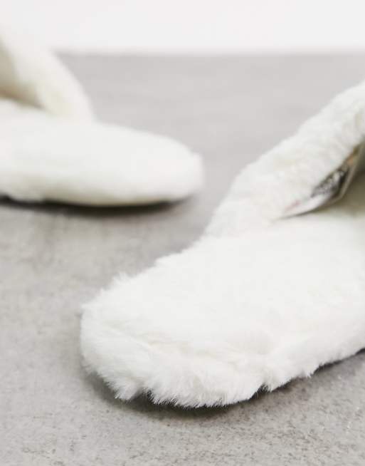 ASOS DESIGN Zoe quilted slider slippers in white ASOS