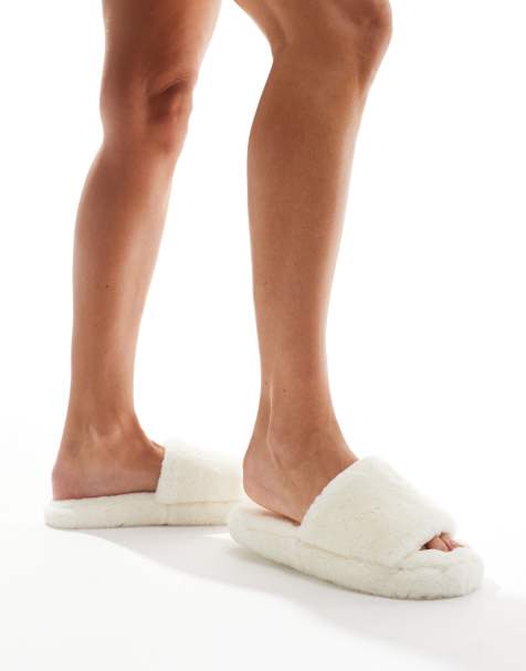 ASOS DESIGN Zofia mule slippers in cream fur - view 1