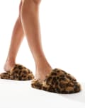 [ASOS DESIGN] ASOS DESIGN Zofia mule slippers in leopard faux fur-Multi XL LEOPARD