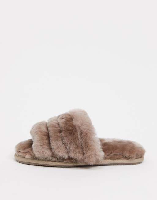 ASOS DESIGN Zola premium sheepskin slippers in mink