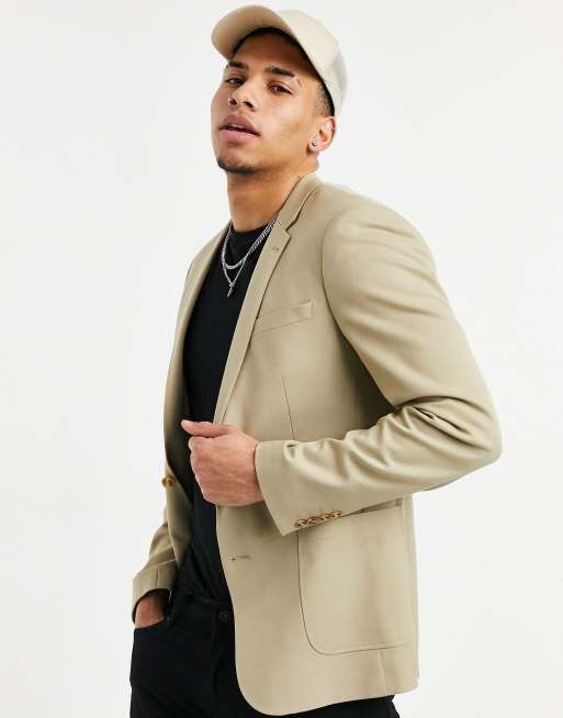 ASOS DESIGN - Zomer bruiloftscollectie - Super skinny colbert in camelkleur