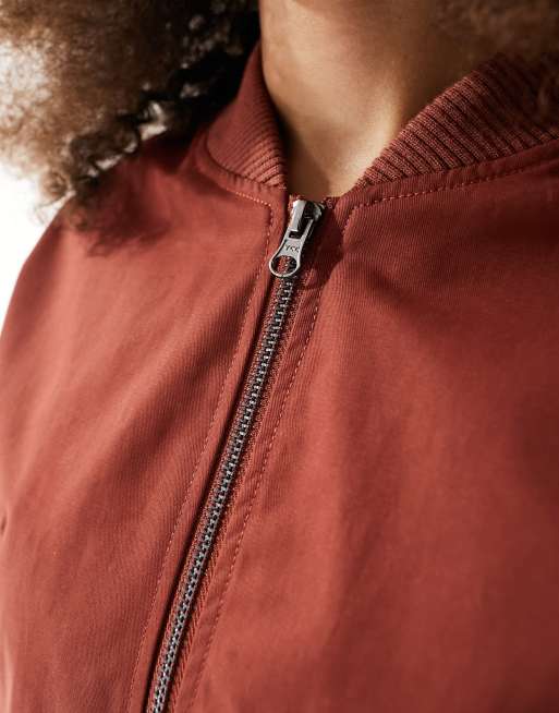 ASOS DESIGN - Zomers bomberjack van katoen met wassing in terracotta , 2 van 4