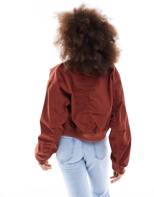 ASOS DESIGN - Zomers bomberjack van katoen met wassing in terracotta , 4 van 4
