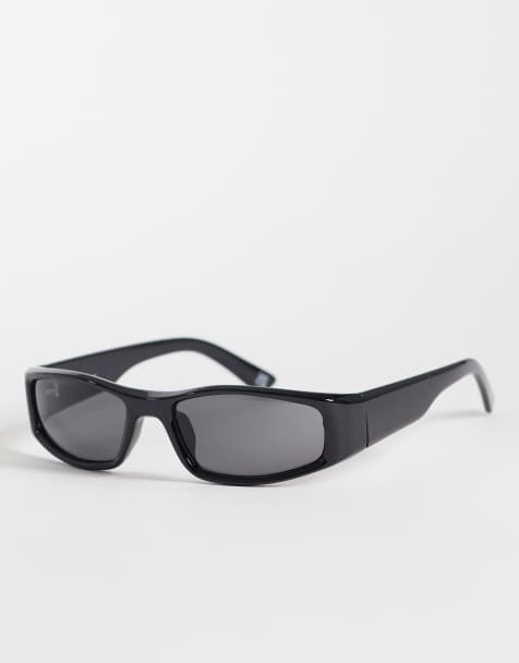 ASOS DESIGN zonnebril met wikkelmontuur in zwart met zwarte glazen - view 1