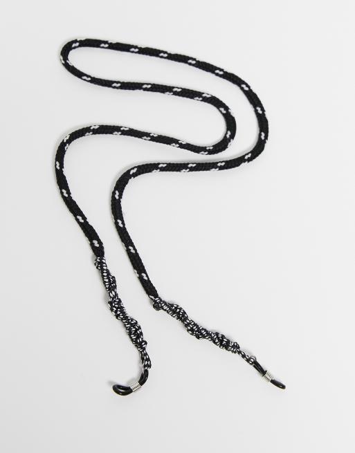 ASOS DESIGN - Zonnebrilkoord met knoopdetail in zwart en wit