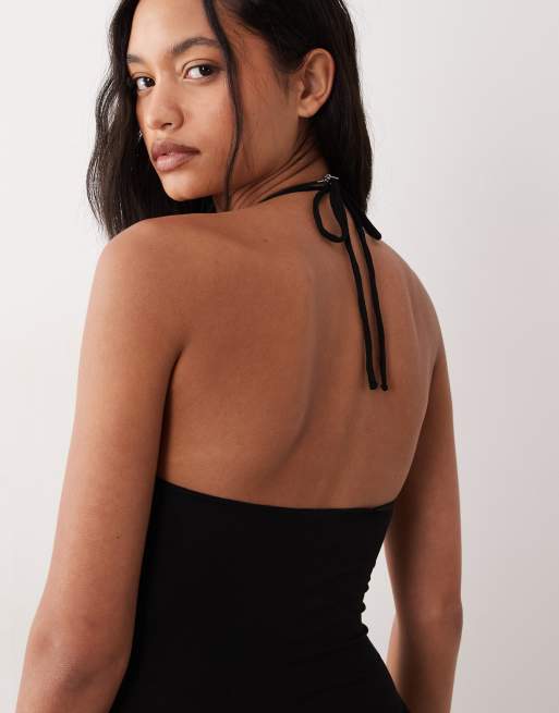 ASOS DESIGN - Zonnejurk met verlaagde taille en halternek in zwart, 3 van 4