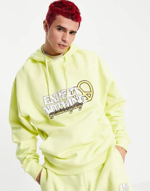 ASOS DESIGN – Żółta bluza oversize z kapturem i nadrukiem z napisem – część zestawu