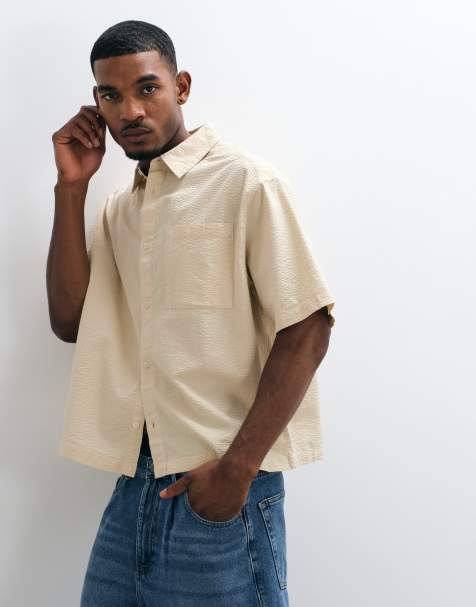 ASOS DESIGN – Żółta koszula oversize o pudełkowym kroju z kory - view 1