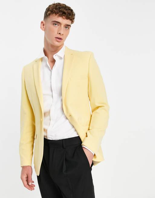 ASOS DESIGN – Żółta marynarka garniturowa o bardzo obcisłym kroju