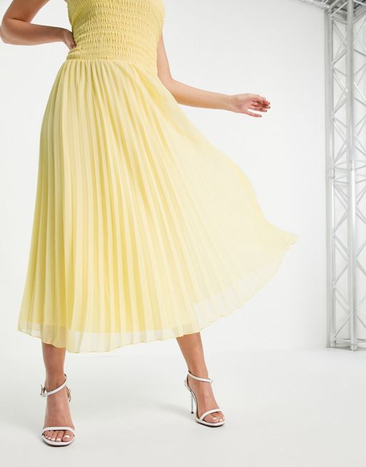ASOS DESIGN – Żółta plisowana sukienki maxi bez ramiączek | ASOS