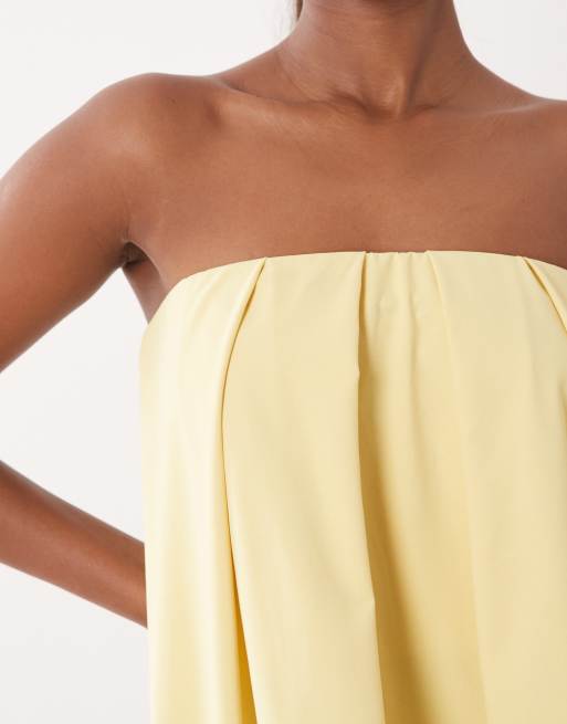 ASOS DESIGN – Żółta sukienka maxi z dekoltem bandeau, 3 z 4