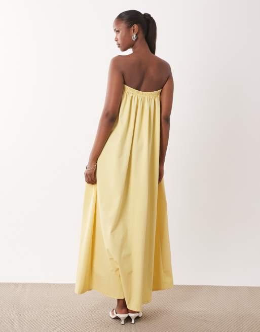 ASOS DESIGN – Żółta sukienka maxi z dekoltem bandeau, 4 z 4